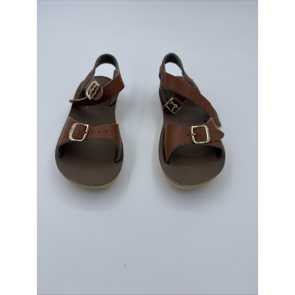Salt Water Sun-San Surfer One Strap Sandals Youth Size 11 Brown Leather Beachy